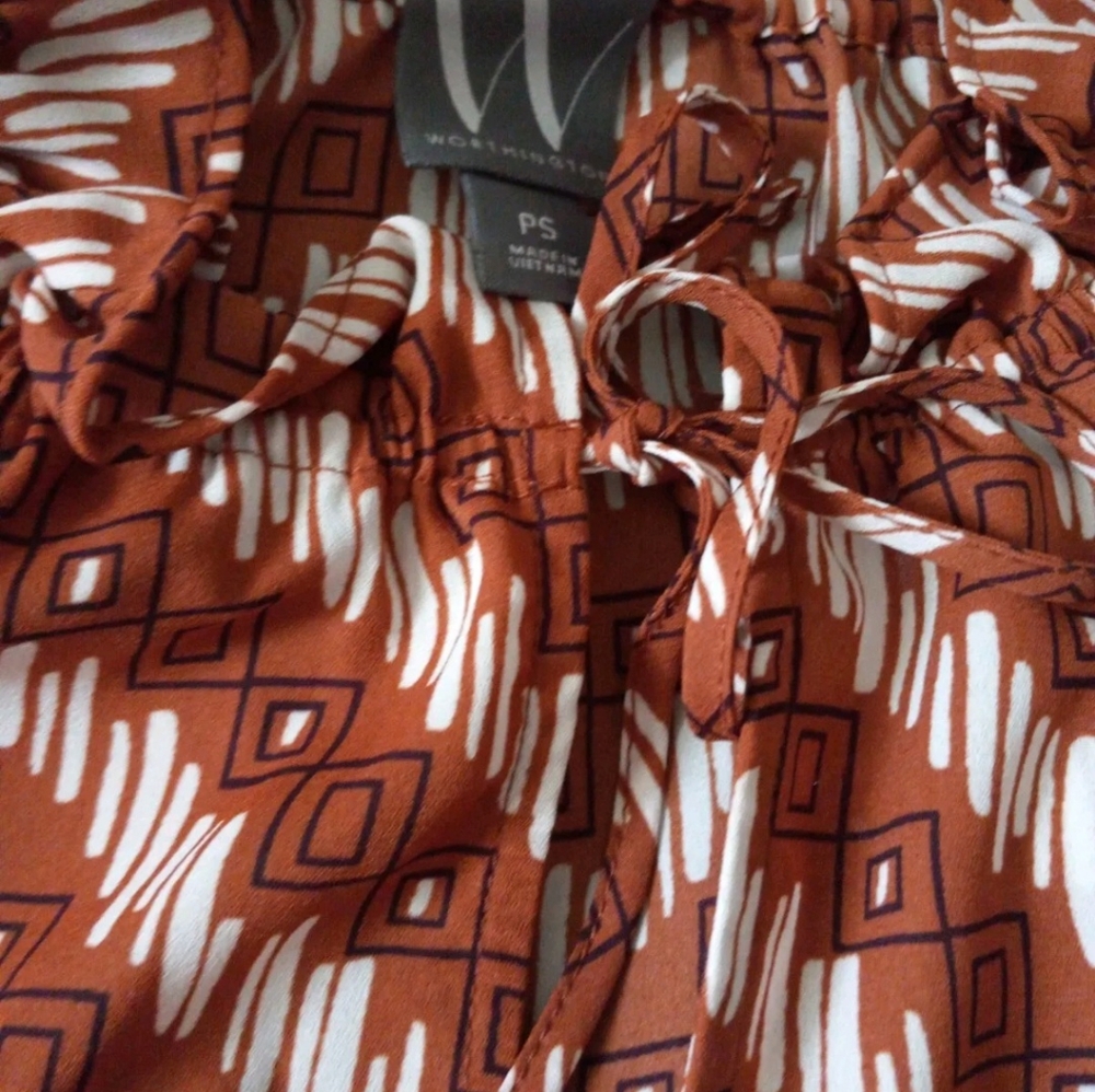 Worthington Size PS Womens Split Tie Neck Long Sleeve Blouse NWT $25 - Picture 11 of 13